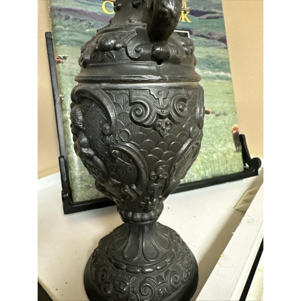 Victorian Metal Pitcher, French‎ Cherub Motif, Repoussé (Vintage Decor)